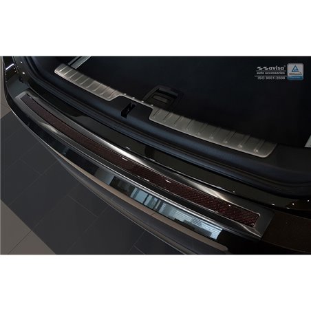 Protection de seuil arrière inox 'Deluxe' sur mesure pour BMW X6 F16 2014-2019 Noir/Carboné noir-rouge excl. Paquet-M