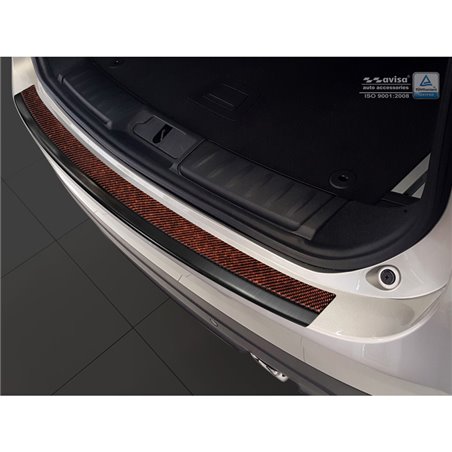 Protection de seuil arrière inox 'Deluxe' sur mesure pour Jaguar F-Pace 2016-2020 & FL 2020- Noir/Carboné noir-rouge