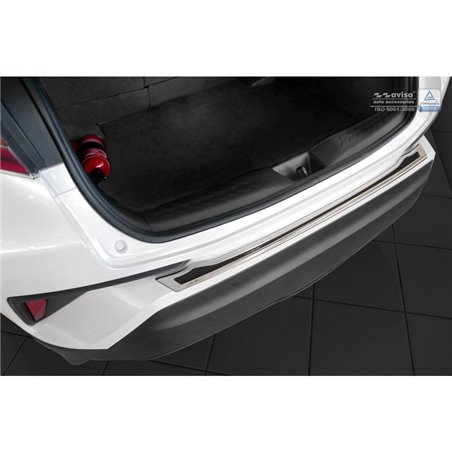 Protection de seuil arrière inox 'Deluxe' sur mesure pour Toyota C-HR 2016-2019 & Facelift 2019-2023 Chromé/Carboné noir