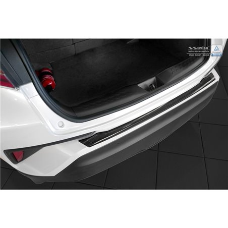 Protection de seuil arrière inox 'Deluxe' sur mesure pour Toyota C-HR 2016-2019 & Facelift 2019-2023 Noir/Carboné noir