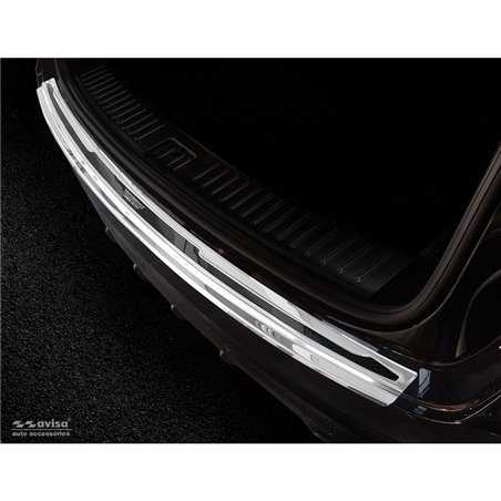 Protection de seuil arrière inox 'Deluxe' sur mesure pour Porsche Cayenne III 2017- 'Performance' Argent/Carbone Noir