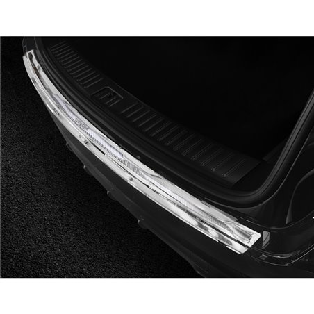 Protection de seuil arrière inox 'Deluxe' sur mesure pour Porsche Cayenne III 2017- 'Performance' Argent/Carbone Argent