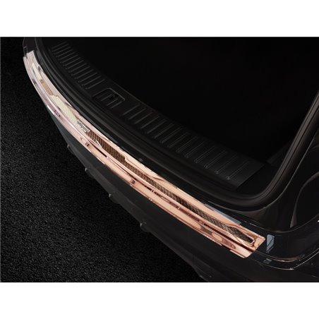 Protection de seuil arrière inox 'Deluxe' sur mesure pour Porsche Cayenne III 2017- 'Performance' Cuivre/Carbone Cuivre