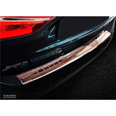 Protection de seuil arrière inox 'Deluxe' sur mesure pour BMW X1 F48 2015-2022 'Performance' Cuivre/Carbone Cuivre