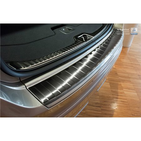 Protection de seuil arrière inox noir sur mesure pour Volvo XC60 2013-2016 'Ribs'