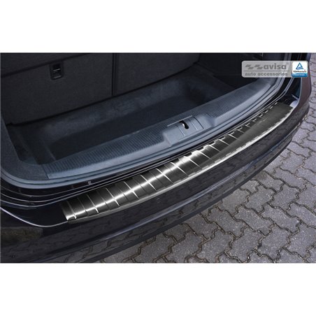 Protection de seuil arrière inox noir sur mesure pour Seat Alhambra & Volkswagen Sharan II 2010- 'Ribs'