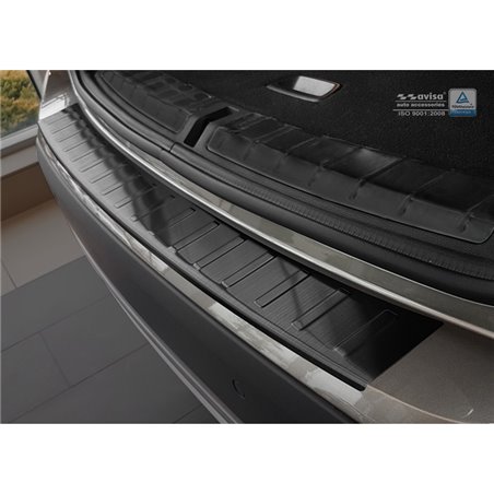 Protection de seuil arrière inox noir sur mesure pour BMW X1 E84 2012-2015 'Ribs' excl. M-paquet