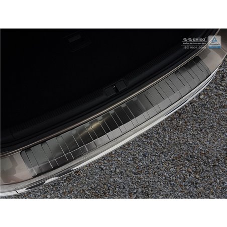 Protection de seuil arrière inox noir sur mesure pour Volkswagen Passat 3C Variant 2011-2014 'Ribs'