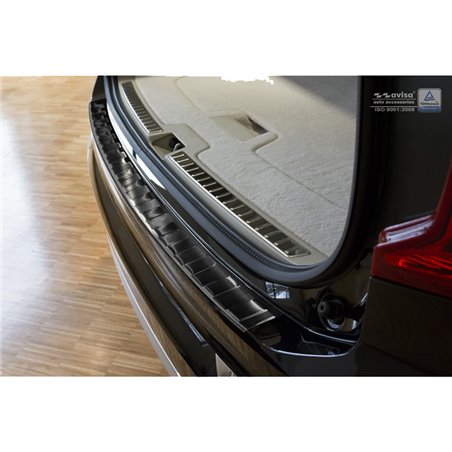 Protection de seuil arrière inox noir sur mesure pour Volvo XC90 2015- 'Ribs'