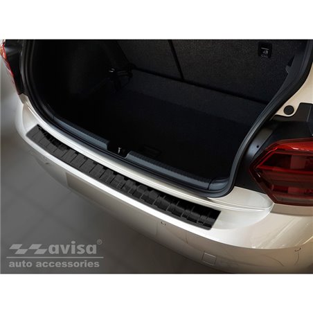 Protection de seuil arrière inox noir sur mesure pour Volkswagen Polo VI 5-portes 2017-2021 & Facelift 2021- 'Ribs'