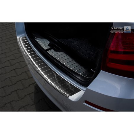 Protection de seuil arrière inox noir sur mesure pour BMW Série 5 F11 Touring 2010- 'Ribs'