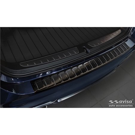 Protection de seuil arrière inox noir sur mesure pour BMW Série-3 (F31) Touring 2012-2015 & FL 2015-2019 'Ribs'