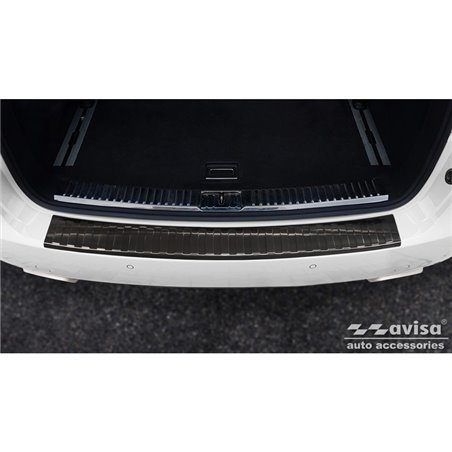 Noir Protection de seuil arrière inox sur mesure pour Porsche Cayenne II 2010-2014 & FL 2014- 'Ribs'