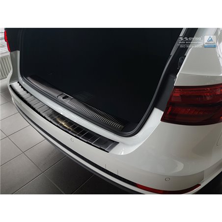 Protection de seuil arrière inox noir sur mesure pour Audi A4 B9 Avant 2015-2019 & Facelift 2019- 'Ribs' (incl. S-Line & S4 Avan