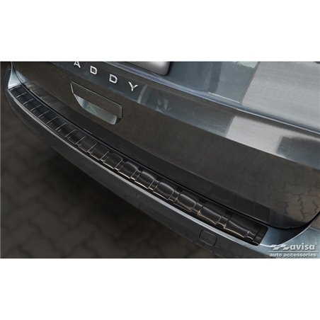 Protection de seuil arrière inox noir sur mesure pour Volkswagen Caddy V 2020- 'Ribs'