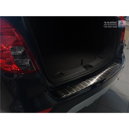 Protection de seuil arrière inox noir sur mesure pour Opel Mokka X 2016- 'Ribs'