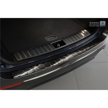 Protection de seuil arrière inox noir sur mesure pour Kia Optima Combi 2016- 'Ribs'