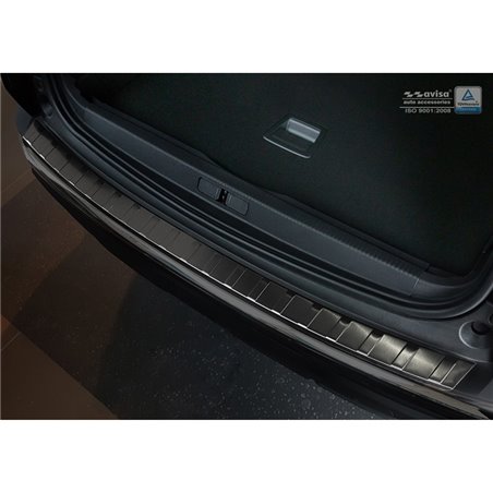 Protection de seuil arrière inox noir sur mesure pour Peugeot 3008 II 2016- 'Ribs'