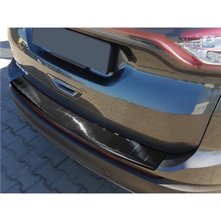 Protection de seuil arrière inox noir sur mesure pour Ford Edge II 2014-2018 'Ribs'