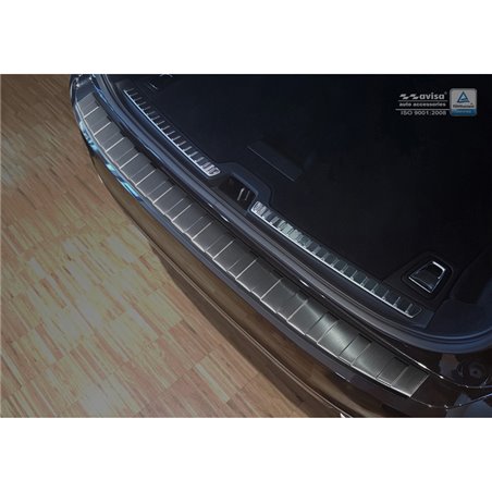 Protection de seuil arrière inox noir sur mesure pour Volvo V90 9/2016- 'Ribs'