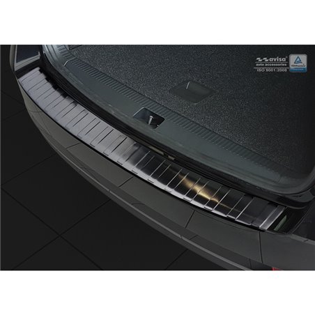 Protection de seuil arrière inox noir sur mesure pour Skoda Octavia III Kombi Facelift 2017-2020 'Ribs'