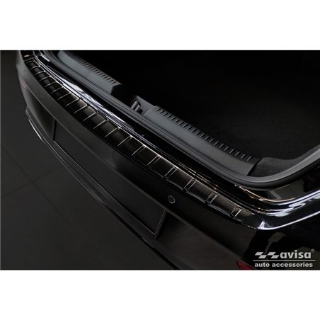 Protection de seuil arrière inox noir sur mesure pour Mercedes CLA II (X118) Shooting Brake 2019- 'Ribs'