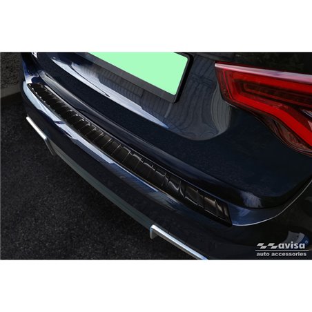 Protection de seuil arrière inox noir sur mesure pour BMW iX3 (G08) 2020- 'Ribs'