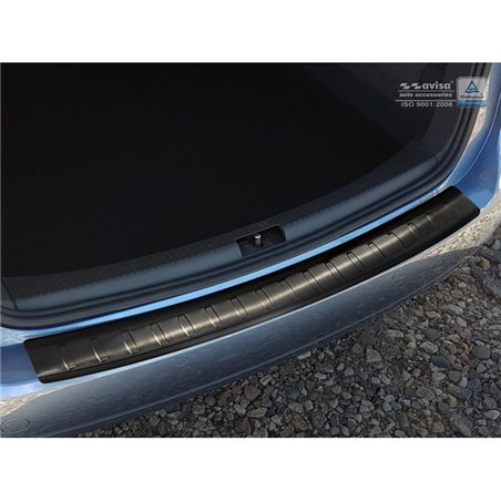 Protection de seuil arrière inox noir sur mesure pour Volkswagen Touran II 2010-2015 'Ribs'