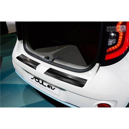 Protection de seuil arrière inox noir sur mesure pour Kia Soul EV 2014- (2-Pièces)