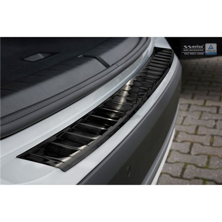 Protection de seuil arrière inox noir sur mesure pour BMW X1 (F48) 2015-2022 'Ribs'