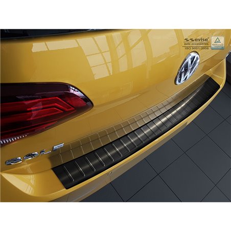 Protection de seuil arrière inox noir sur mesure pour Volkswagen Golf VII HB 3/5-portes 2012-2017 & FL 2017-2019 'Ribs'