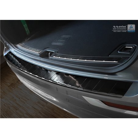 Protection de seuil arrière inox noir sur mesure pour Volvo XC60 II 2017-2021- & FL 2021- incl. R-Design 'Ribs'