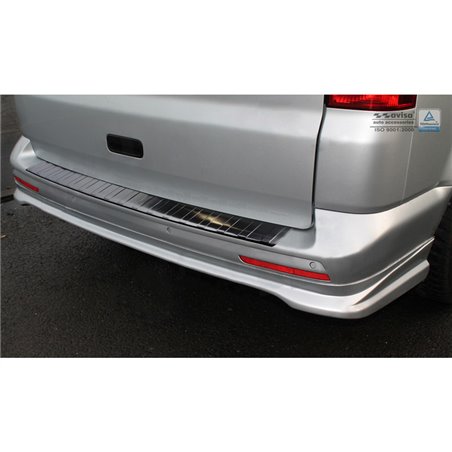 Protection de seuil arrière inox noir sur mesure pour VW Transporter T5 2003-2015 (tous) & T6 2015- / FL 2019- (portes arrière) 