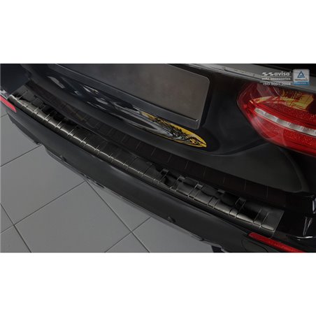 Protection de seuil arrière inox noir sur mesure pour Mercedes Classe-E W213 Kombi 2016- 'Ribs'