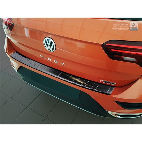 Protection de seuil arrière inox noir sur mesure pour Volkswagen T-Roc 2017-2022 & Facelift 2022- incl. Cabrio 'Ribs'