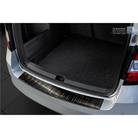 Protection de seuil arrière inox noir sur mesure pour Skoda Fabia III Combi 2015- 'Ribs'