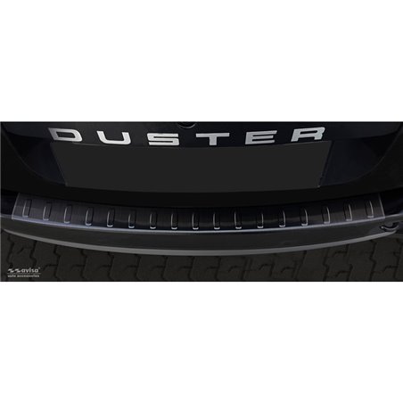 Protection de seuil arrière inox noir sur mesure pour Dacia Duster 2010-2017 'Ribs'