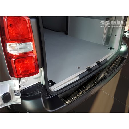 Protection de seuil arrière inox noir sur mesure pour Peugeot Expert III & Citroen Jumpy III 2016- 'Ribs'