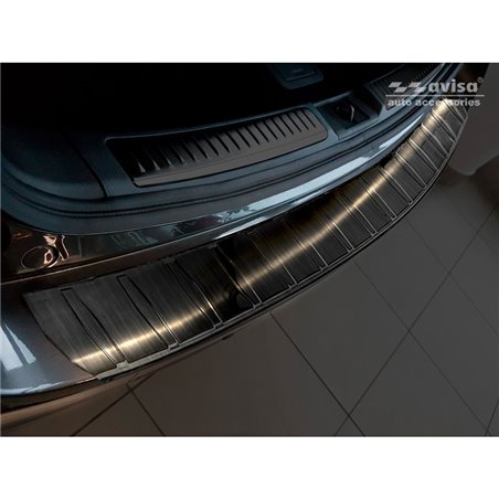 Protection de seuil arrière inox noir sur mesure pour Mazda 6 III (GJ) Combi 2012- 'Ribs' 'Long'