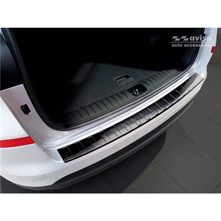 Protection de seuil arrière inox noir sur mesure pour Hyundai Tucson FL 2018- 'Ribs'