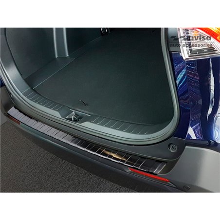 Protection de seuil arrière inox noir sur mesure pour Toyota RAV4 (5th Gen.) 2018- & Suzuki Across 2020- 'Ribs'