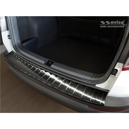 Protection de seuil arrière inox noir sur mesure pour Skoda Karoq 2017-2022 'Ribs'