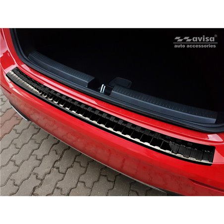 Protection de seuil arrière inox noir sur mesure pour Mercedes Classe-A W177 HB 2018- incl. AMG & EQ 'Ribs'