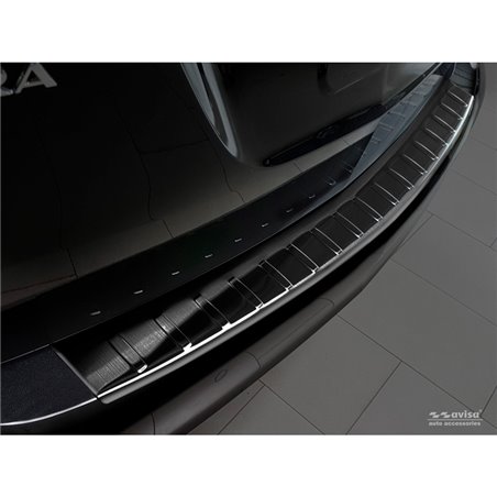 Protection de seuil arrière inox noir sur mesure pour Opel Zafira C Tourer 2012-2016 & Facelift 2016- 'Ribs'