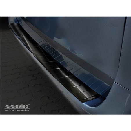 Protection de seuil arrière inox noir sur mesure pour Mercedes Vito / Classe-V 2014-2019 & Facelift 2019- 'Ribs' (Version longue