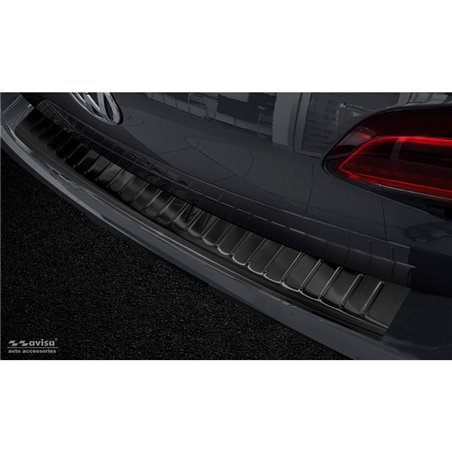 Protection de seuil arrière inox noir sur mesure pour Volkswagen Golf VII Variant 2012-2017 'Ribs'