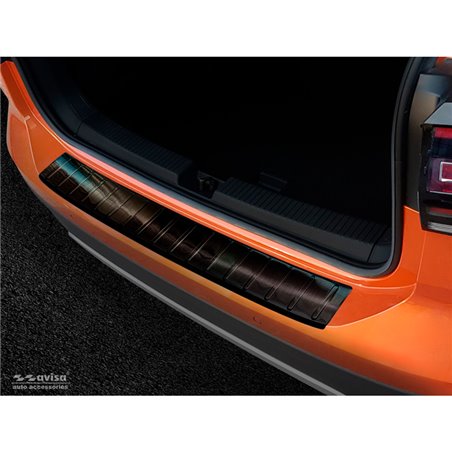 Protection de seuil arrière inox noir sur mesure pour Volkswagen T-Cross 2019-2024 & FL 2024- 'Ribs'