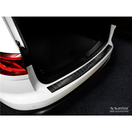 Protection de seuil arrière inox noir sur mesure pour Volkswagen Touareg III (CR7) 2018- Incl. Facelift 'Ribs'