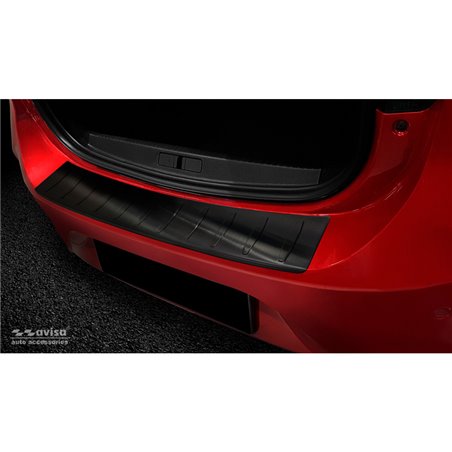 Protection de seuil arrière inox noir sur mesure pour Opel Corsa F HB 5-portes GS-Line 2019- 'Ribs'