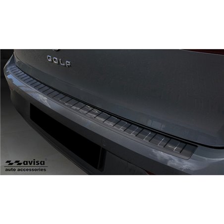 Protection de seuil arrière inox noir sur mesure pour Volkswagen Golf VIII HB 5-portes 2020-2024 & FL 2024- 'Ribs'